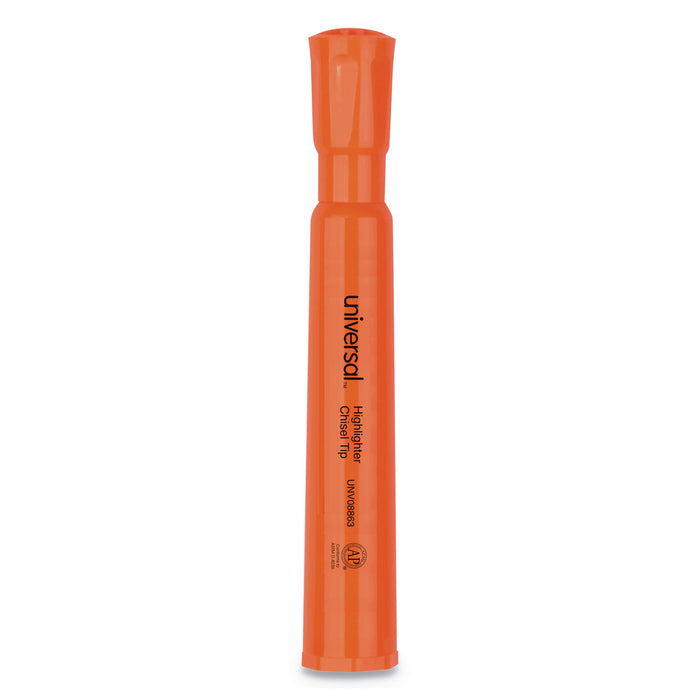 Desk Highlighters, Chisel Tip, Fluorescent Orange, Dozen