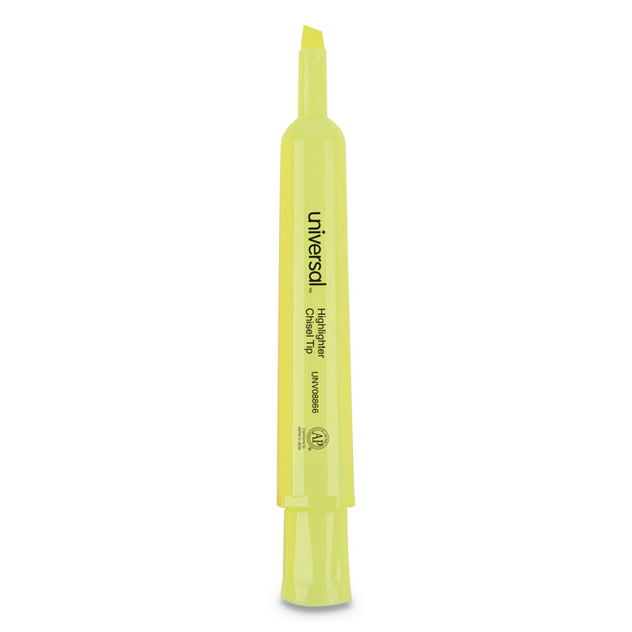 Desk Highlighters, Chisel Tip, Fluorescent Yellow, 36/Pack