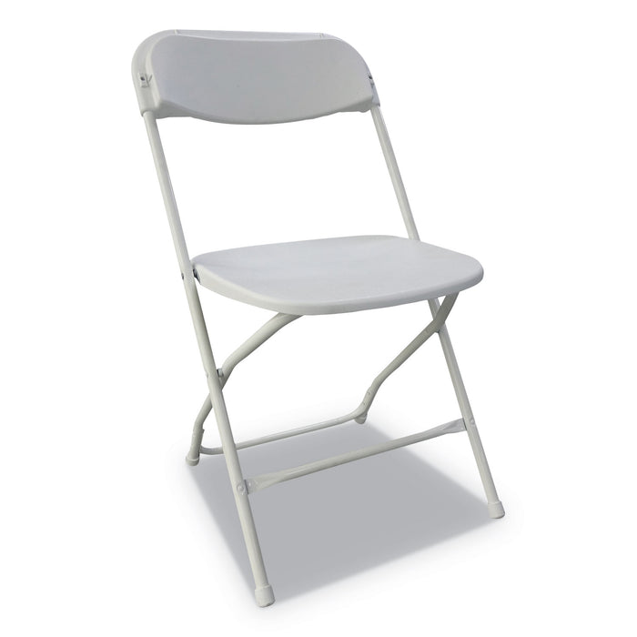 Economy Resin Folding Chair, White Seat/White Back, White Base, 4/Carton