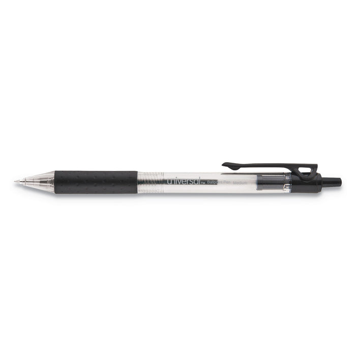 Comfort Grip Retractable Ballpoint Pen, 1mm, Black Ink, Clear Barrel, 48/Set