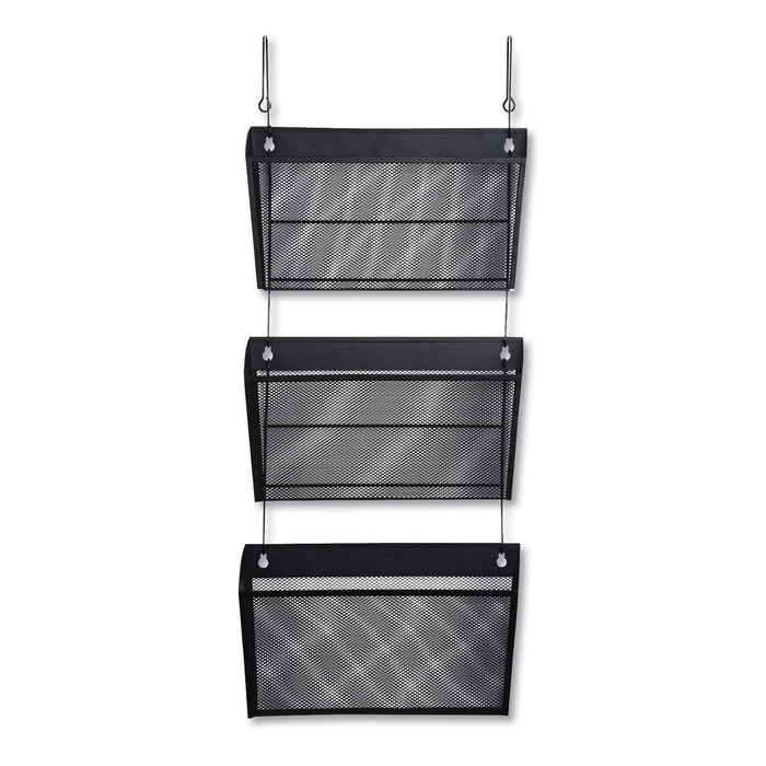 Mesh Three-Pack Wall Files with Hanger, Letter, Black