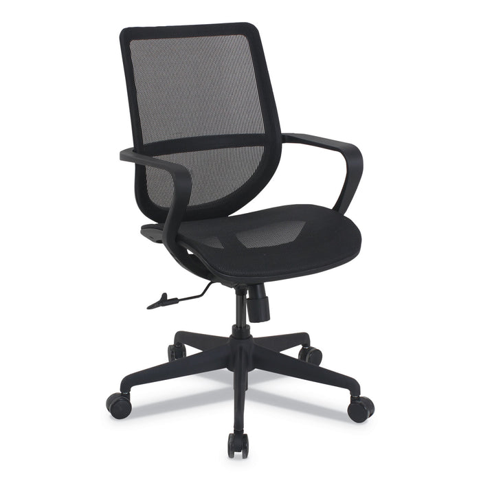 Alera Macklin Series Mid-Back All-Mesh Office Chair, Up to 275 lbs., Black Seat/Back, Black Base