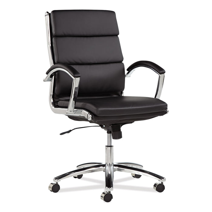 Alera Neratoli Mid-Back Slim Profile Chair, Supports up to 275 lbs, Black Seat/Black Back, Chrome Base