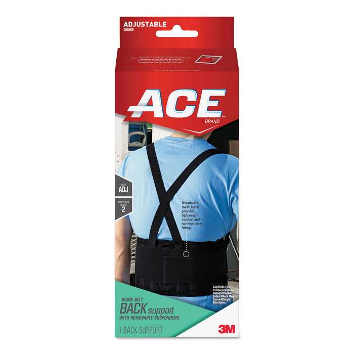 Work Belt with Removable Suspenders, One-Size Adjustable, Black