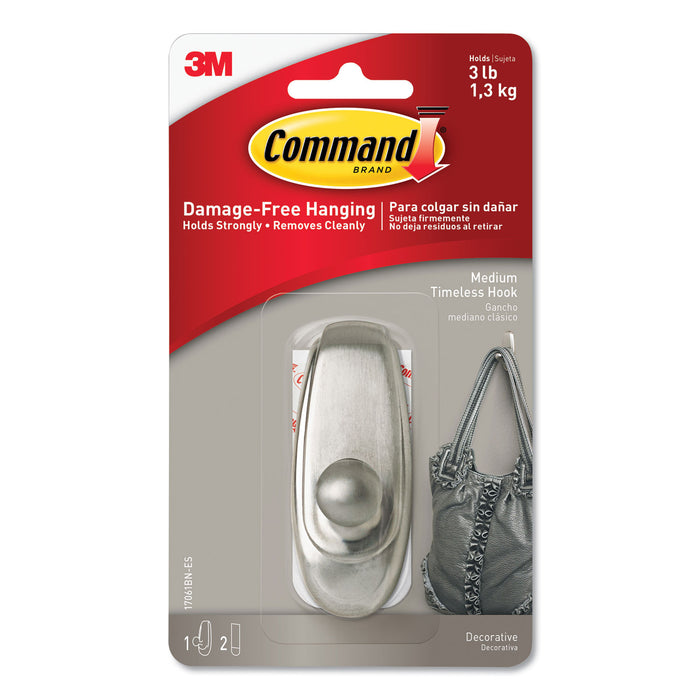 Decorative Hooks, Timeless, Medium, 1 Hook and 2 Strips/Pack