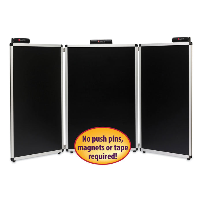 Justick Three-Panel Electro-Surface Table-Top Expo Display, 72" x 36", Black