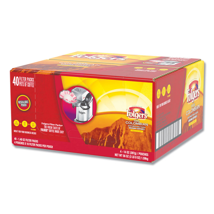 Coffee Filter Packs, 100% Colombian, 1.4 oz Pack, 40/Carton