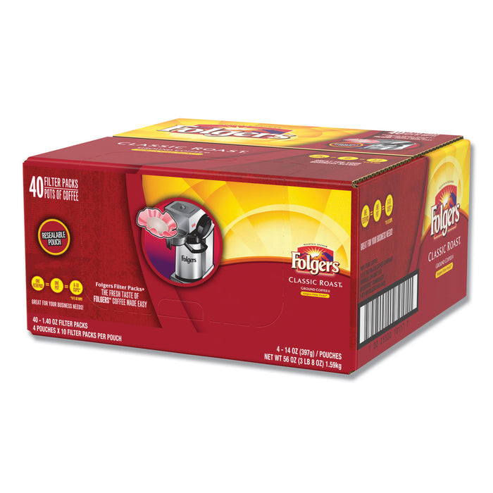 Coffee Filter Packs, Classic Roast, 1.4 oz Pack, 40/Carton