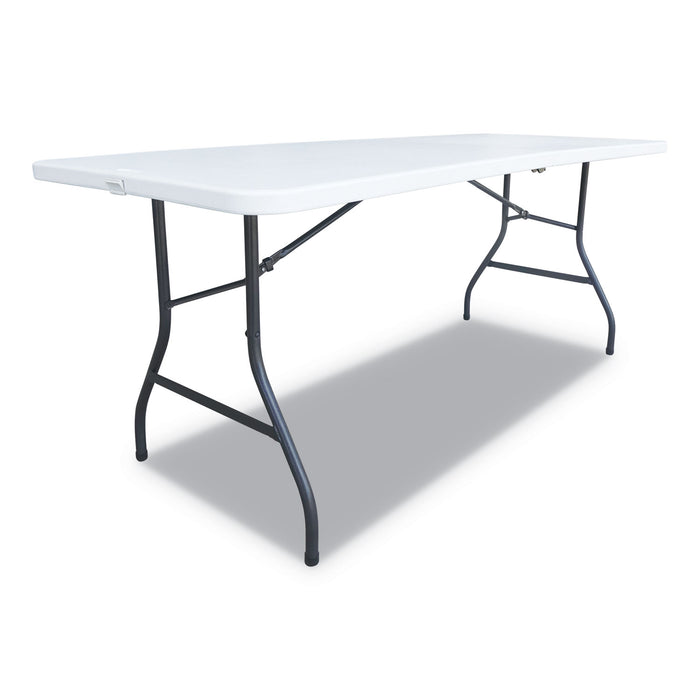 Fold-in-Half Resin Folding Table, 72w x 29.63d x 29.25h, White