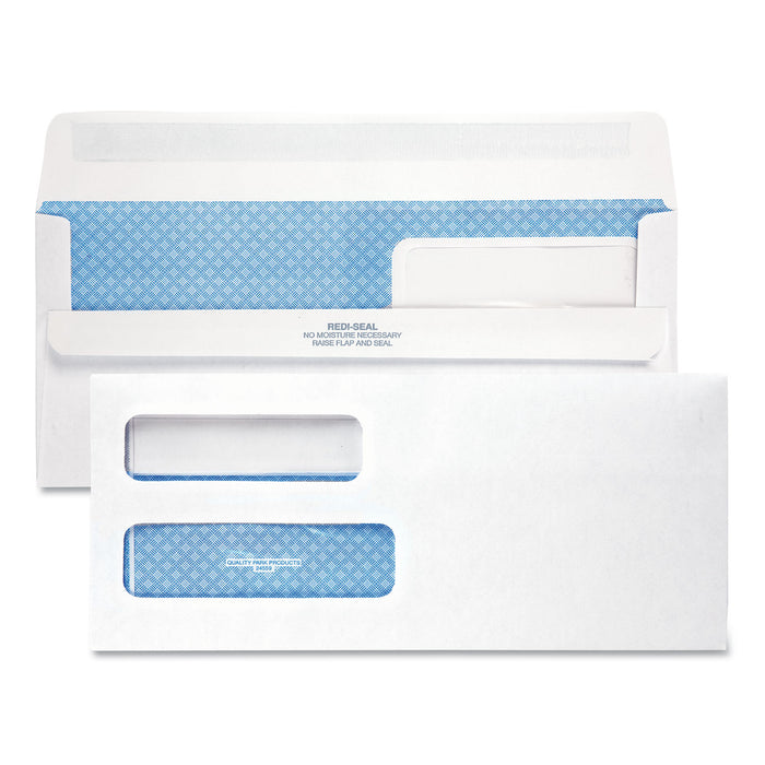 Double Window Redi-Seal Security-Tinted Envelope, #10, Commercial Flap, Redi-Seal Closure, 4.13 x 9.5, White, 500/Box