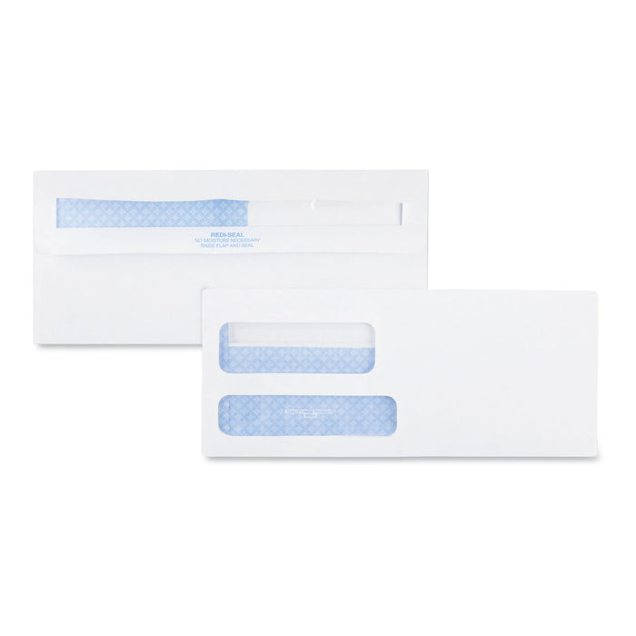 Double Window Redi-Seal Security-Tinted Envelope, #9, Commercial Flap, Redi-Seal Closure, 3.88 x 8.88, White, 500/Box