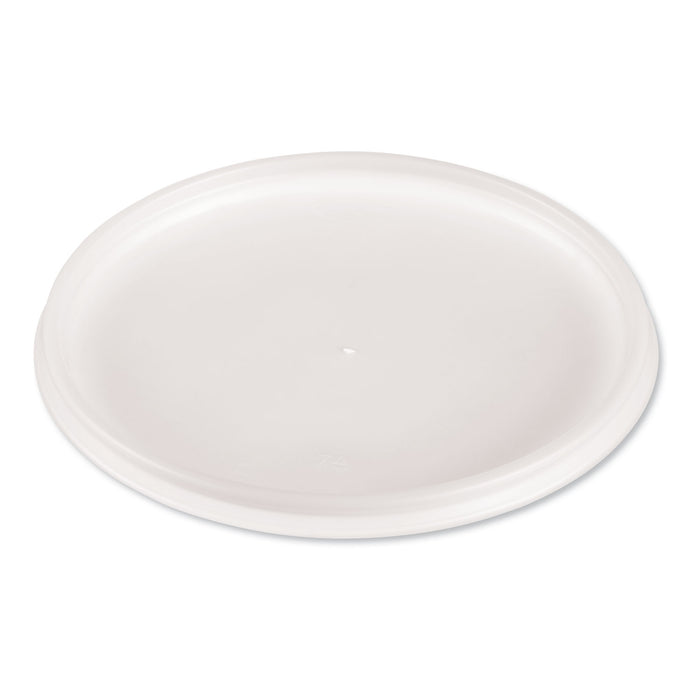 Plastic Lids for Foam Cups, Bowls and Containers, Flat, Vented, Fits 12-60 oz, Translucent, 500/Carton