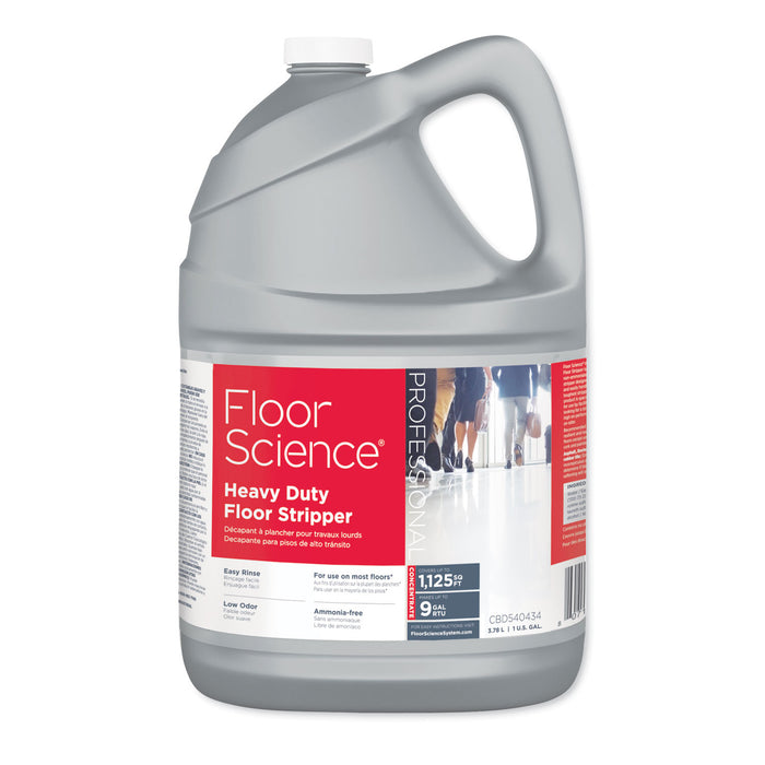 Floor Science Heavy Duty Floor Stripper, Liquid, 1 gal Bottle, 4/Carton