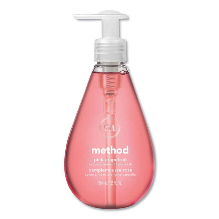 Gel Hand Wash, Pink Grapefruit, 12 oz Pump  Bottle, 6/Carton