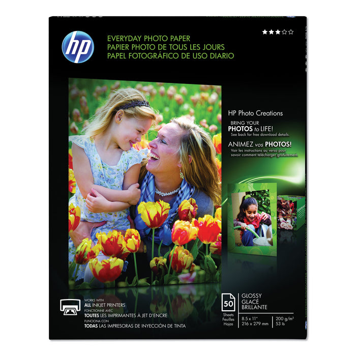 Everyday Photo Paper, 8 mil, 8.5 x 11, Glossy White, 50/Pack