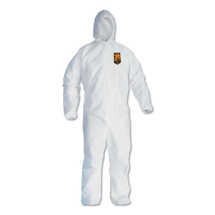 A40 Elastic-Cuff & Ankle Hooded Coveralls, White, Large, 25/Carton