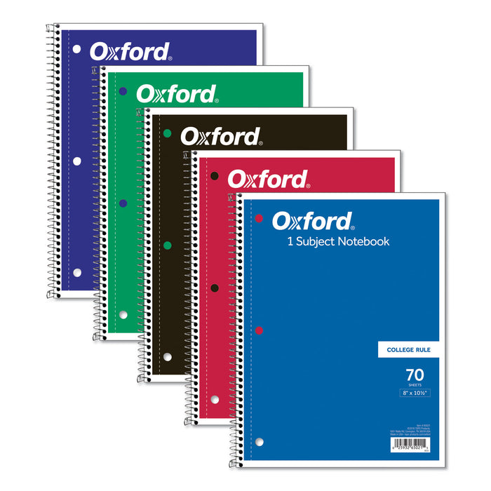 Coil-Lock Wirebound Notebooks, 1 Subject, Medium/College Rule, Assorted Color Covers, 10.5 x 8, 70 Sheets