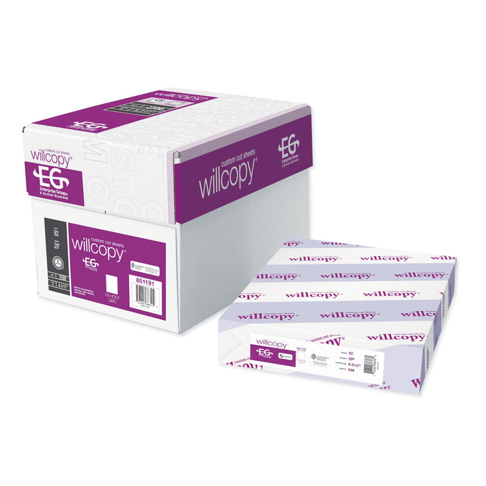 Custom Cut-Sheet Copy Paper, 92 Bright, 19-Hole, 20lb, 8.5 x 11, White, 500/Ream