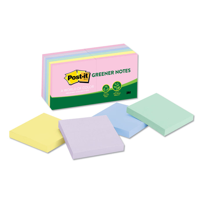 Recycled Note Pads, 3 x 3, Assorted Helsinki Colors, 100-Sheet, 12/Pack