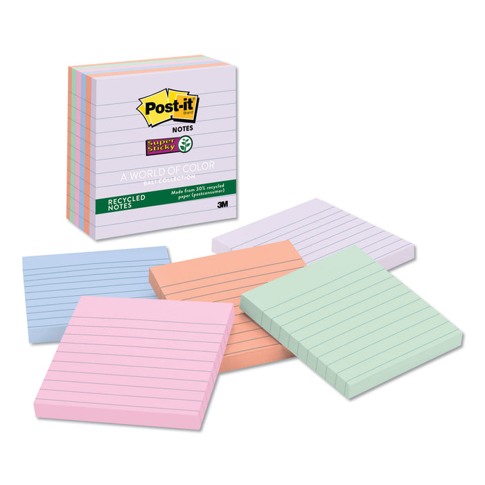 Recycled Notes in Bali Colors, Lined, 4 x 4, 90-Sheet, 6/Pack