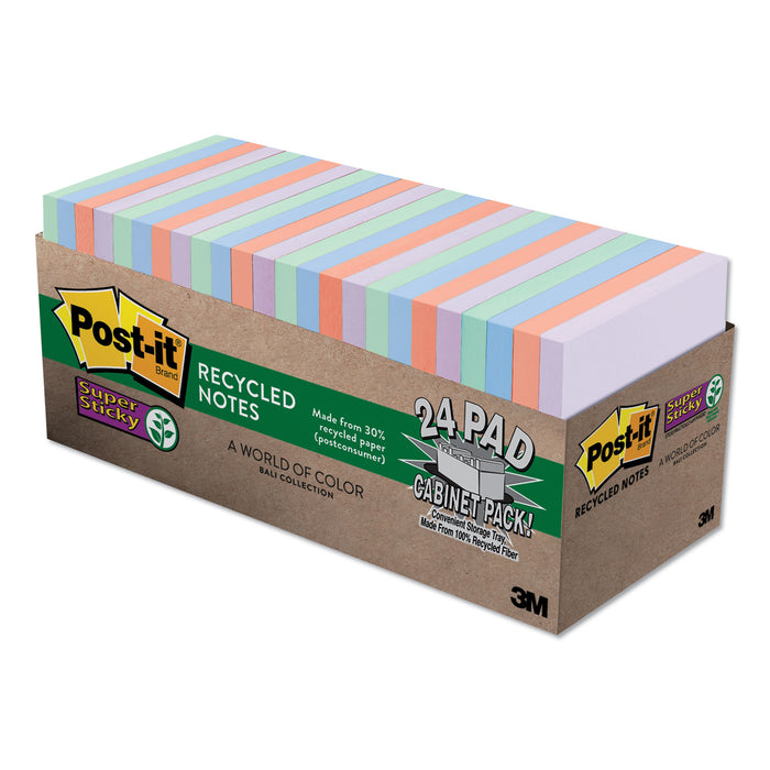 Recycled Notes in Bali Colors, 3 x 3, 70-Sheet, 24/Pack