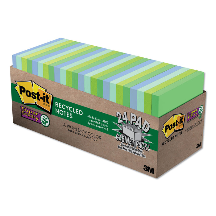 Recycled Notes in Bora Bora Colors, 3 x 3, 70-Sheet, 24/Pack