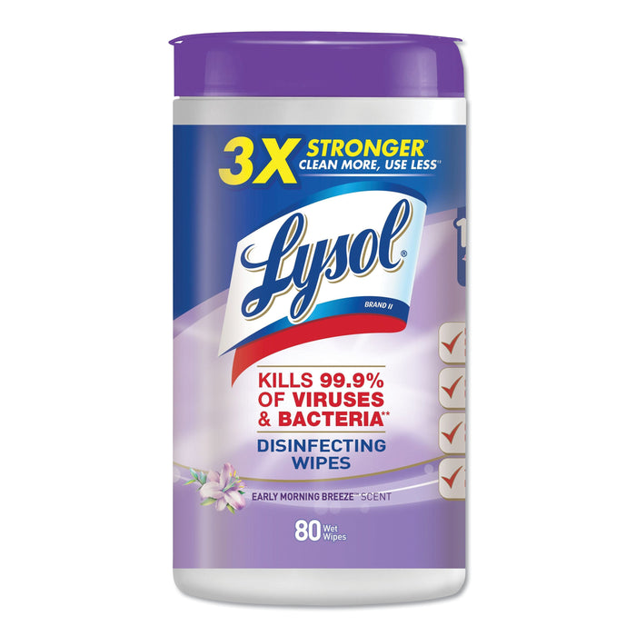 Disinfecting Wipes, 7 x 8, Early Morning Breeze, 80 Wipes/Canister