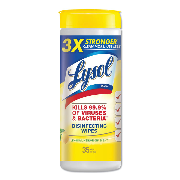Disinfecting Wipes, 7 x 8, Lemon and Lime Blossom, 35 Wipes/Canister, 12 Canisters/Carton