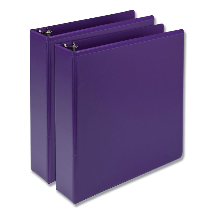 Earth’s Choice Biobased Durable Fashion View Binder, 3 Rings, 2" Capacity, 11 x 8.5, Purple, 2/Pack