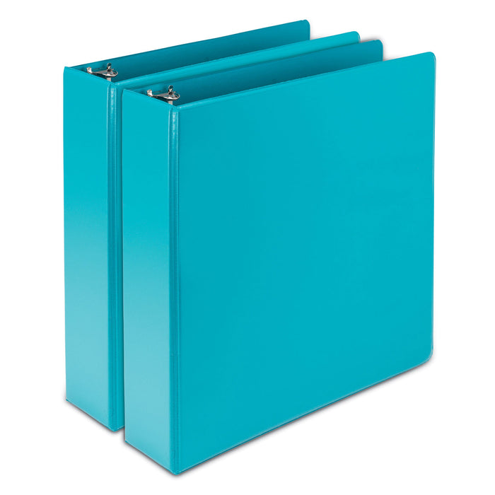 Earth’s Choice Biobased Durable Fashion View Binder, 3 Rings, 2" Capacity, 11 x 8.5, Turquoise, 2/Pack