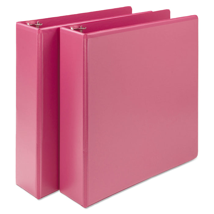 Earth’s Choice Biobased Durable Fashion View Binder, 3 Rings, 2" Capacity, 11 x 8.5, Berry, 2/Pack