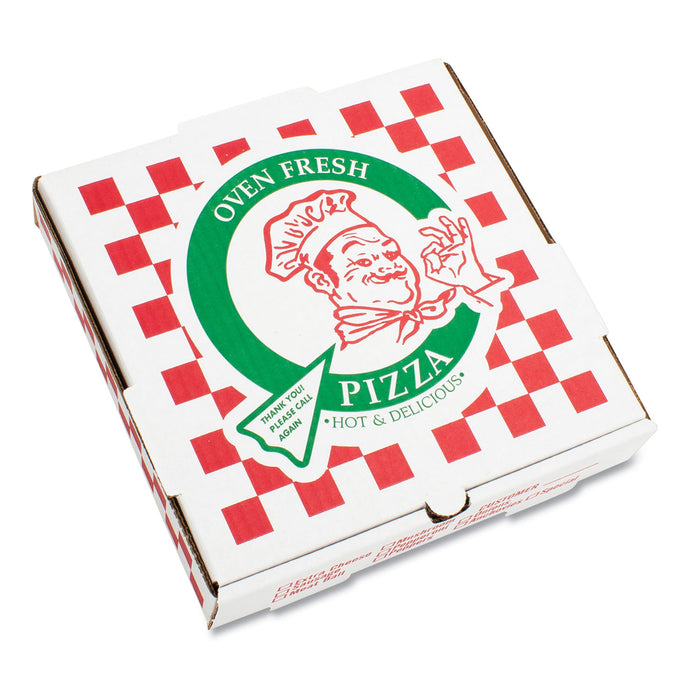 Corrugated Kraft Pizza Boxes, B-Flute, White, 14" Pizza, 14w x 14d x 2 .5h, 50/Bundle