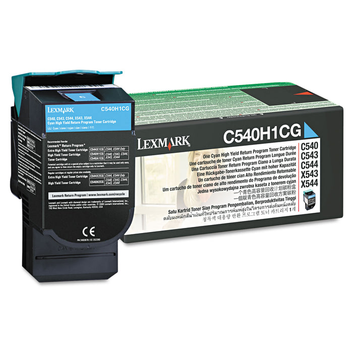 C540H1CG Return Program High-Yield Toner, 2000 Page-Yield, Cyan