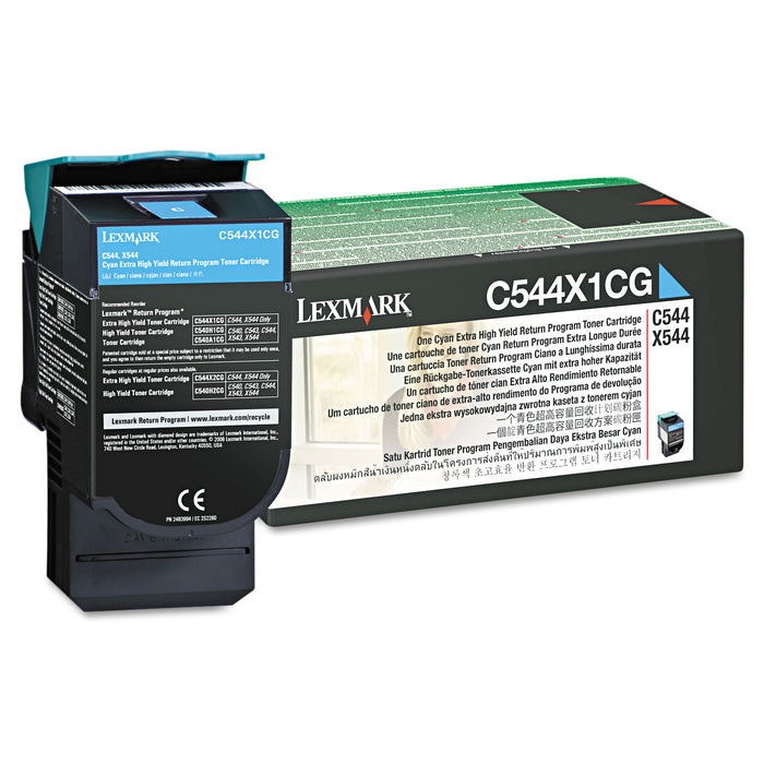 C544X1CG Return Program Extra High-Yield Toner, 4000 Page-Yield, Cyan