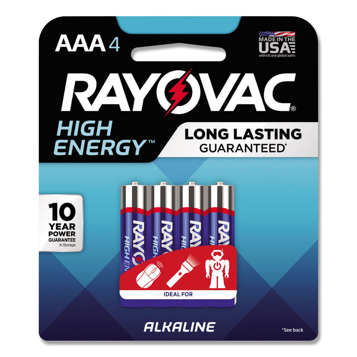 High Energy Premium Alkaline AAA Batteries, 4/Pack