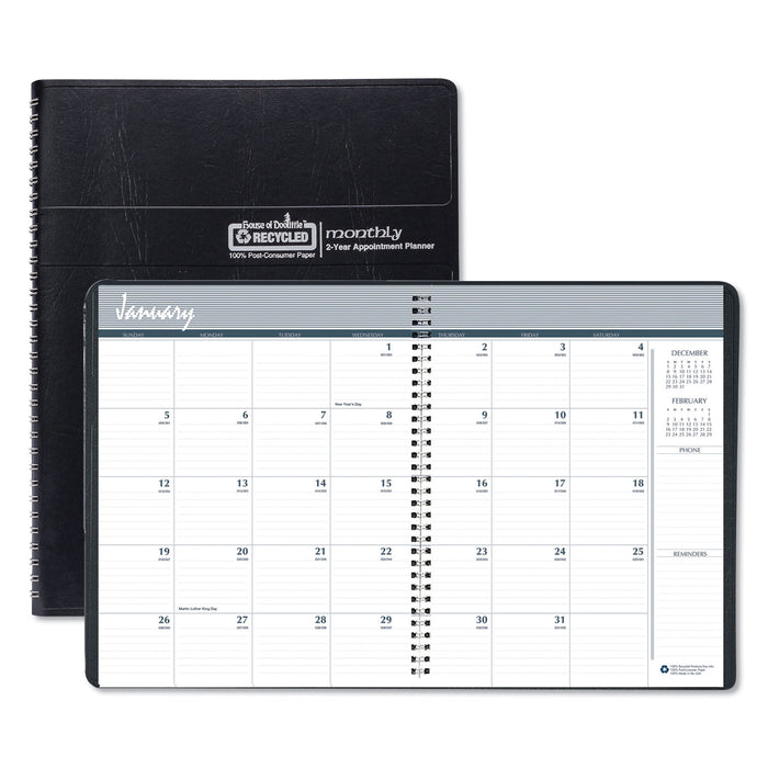 100% Recycled Two Year Monthly Planner with Expense Logs, 8.75 x 6.88, 2021-2022
