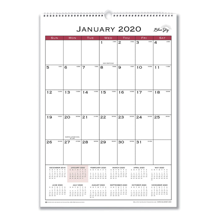 Classic Red Wall Calendar, 12 x 17, 2021