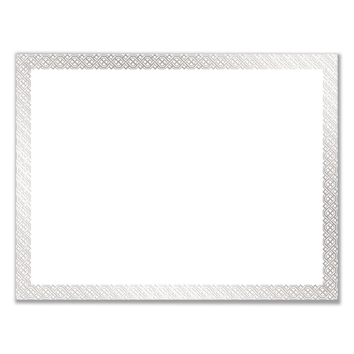 Foil Border Certificates, 8.5 x 11, White/Silver, Braided, 15/Pack