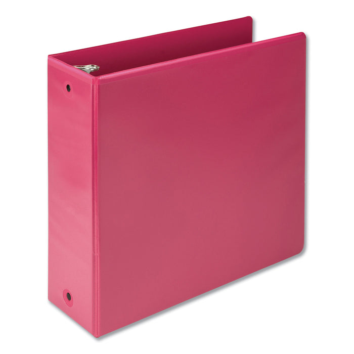 Earth's Choice Biobased Economy Round Ring View Binders, 3 Rings, 4" Capacity, 11 x 8.5, Berry