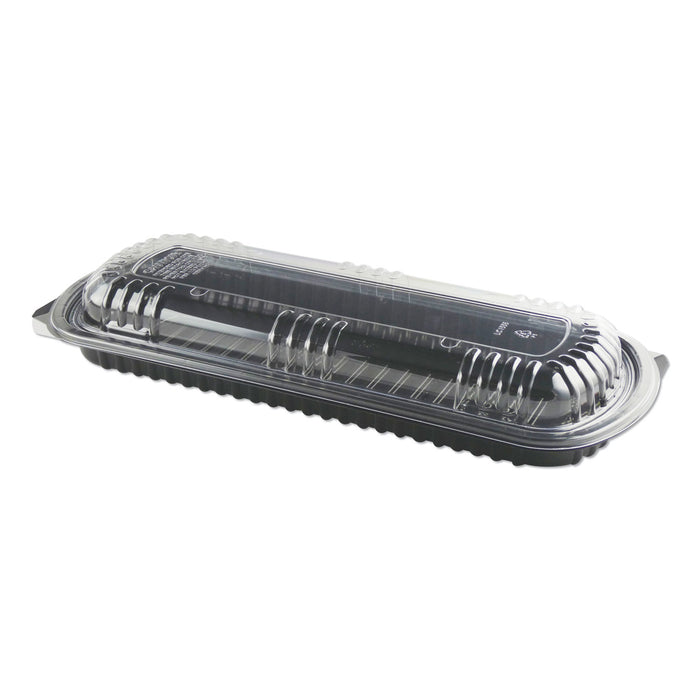 MicroRaves Rib Container w/Vented Anti-Fog Lids, Full Slab, Black/Clear, 100/Carton