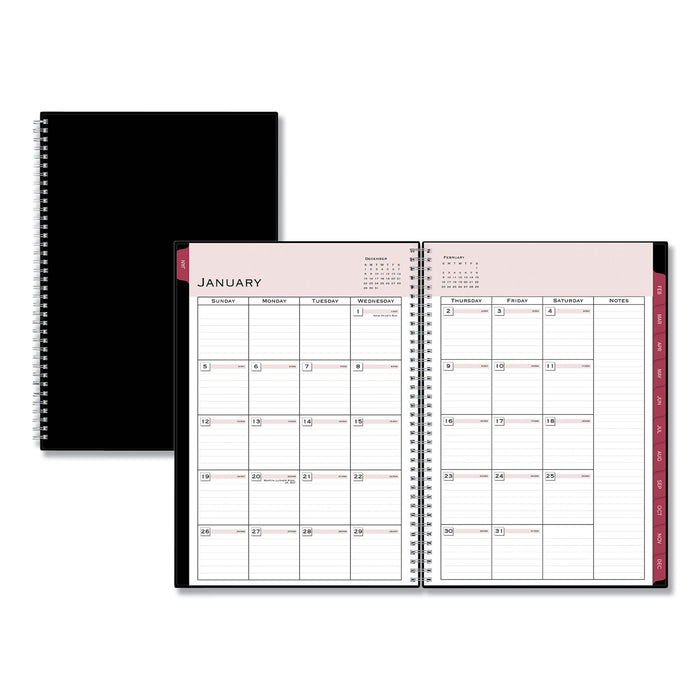 Classic Red Monthly Planner, 11.88 x 7.88, Black Cover, 2021
