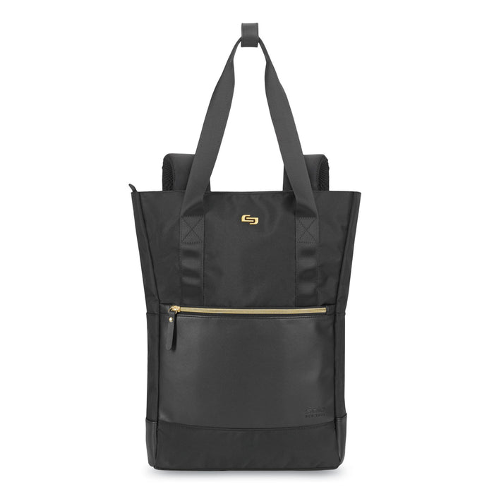 Parker Hybrid Tote/Backpack, Holds Laptops 15.6", 3.75 x 16.5 x 16.5, Black/Gold