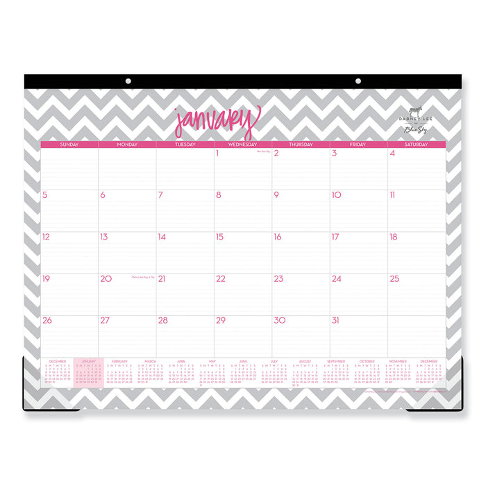 Dabney Lee Ollie Desk Pad, 22 x 17, Gray/Pink, Clear Corners, 2021