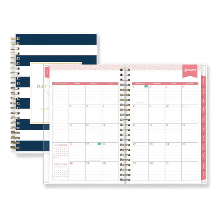 Day Designer Daily/Monthly Planner, 8 x 5, Navy/White, 2021