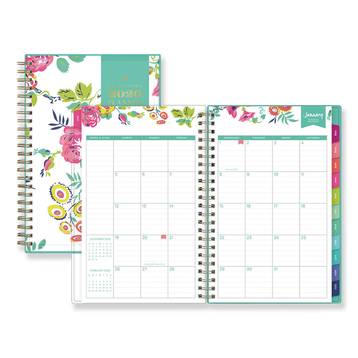Day Designer CYO Weekly/Monthly Planner, 8 x 5, White/Floral, 2021