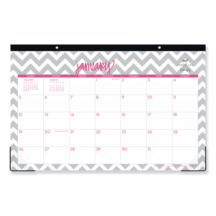 Dabney Lee Ollie Desk Pad, 17 x 11, Gray/Pink, Clear Corners, 2021