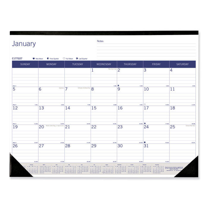 DuraGlobe Monthly Desk Pad Calendar, 22 x 17, 2021
