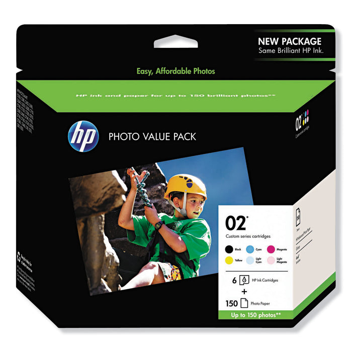 HP 02, (Q7964AN) 6-Pack Assorted Original Ink w/Photo Paper