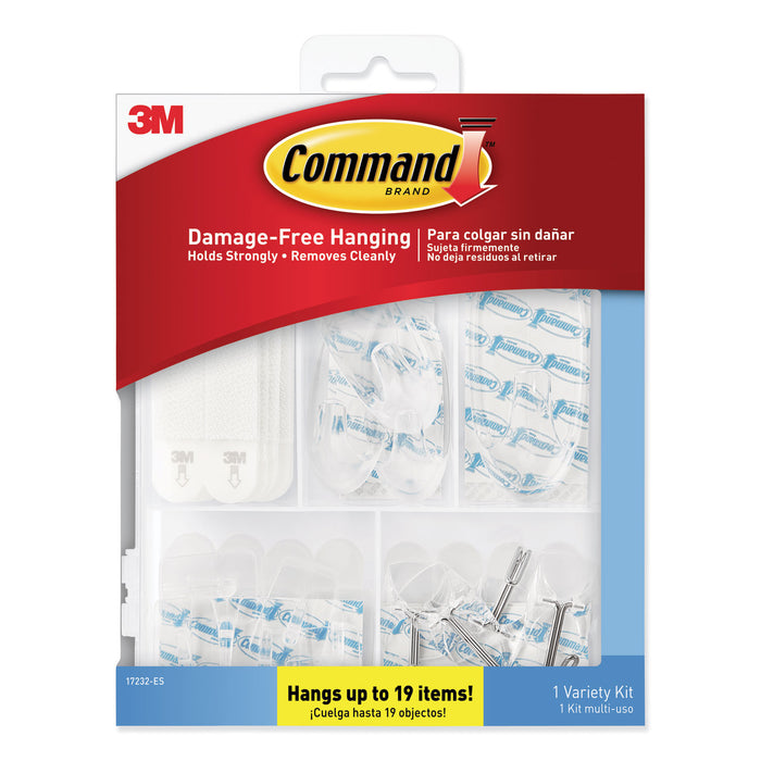 Clear Hooks and Strips, Plastic, Asst, 16 Picture Strips/15 Hooks/22 Strips/PK