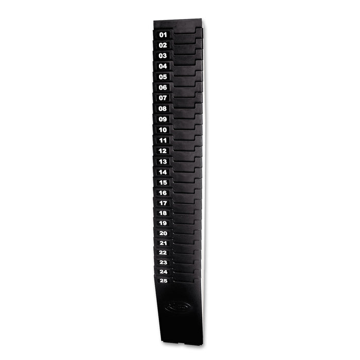 Expandable Time Card Rack, 25-Pocket, Holds 7" Cards, Plastic, Black